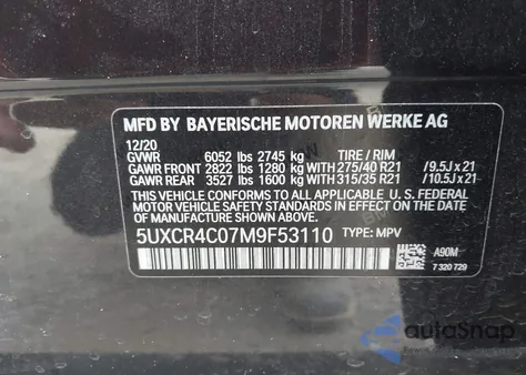 2021 BMW X5 Sdrive40I z USA, uszkodzony, nr VIN 5UXCR4C07M9F53110